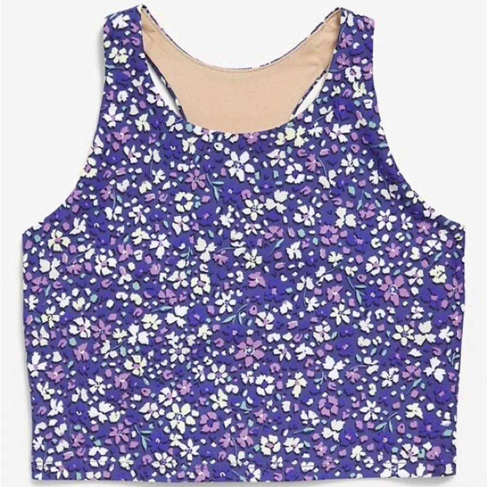 Old Navy Blue and Purple Floral Tank and Leggings Active Set EUC